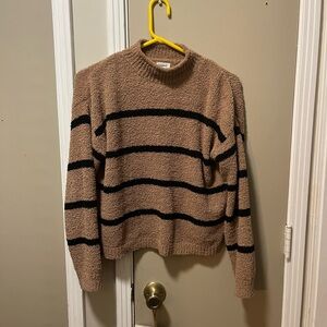 Cozy Brown and Black Striped Women's Sweater